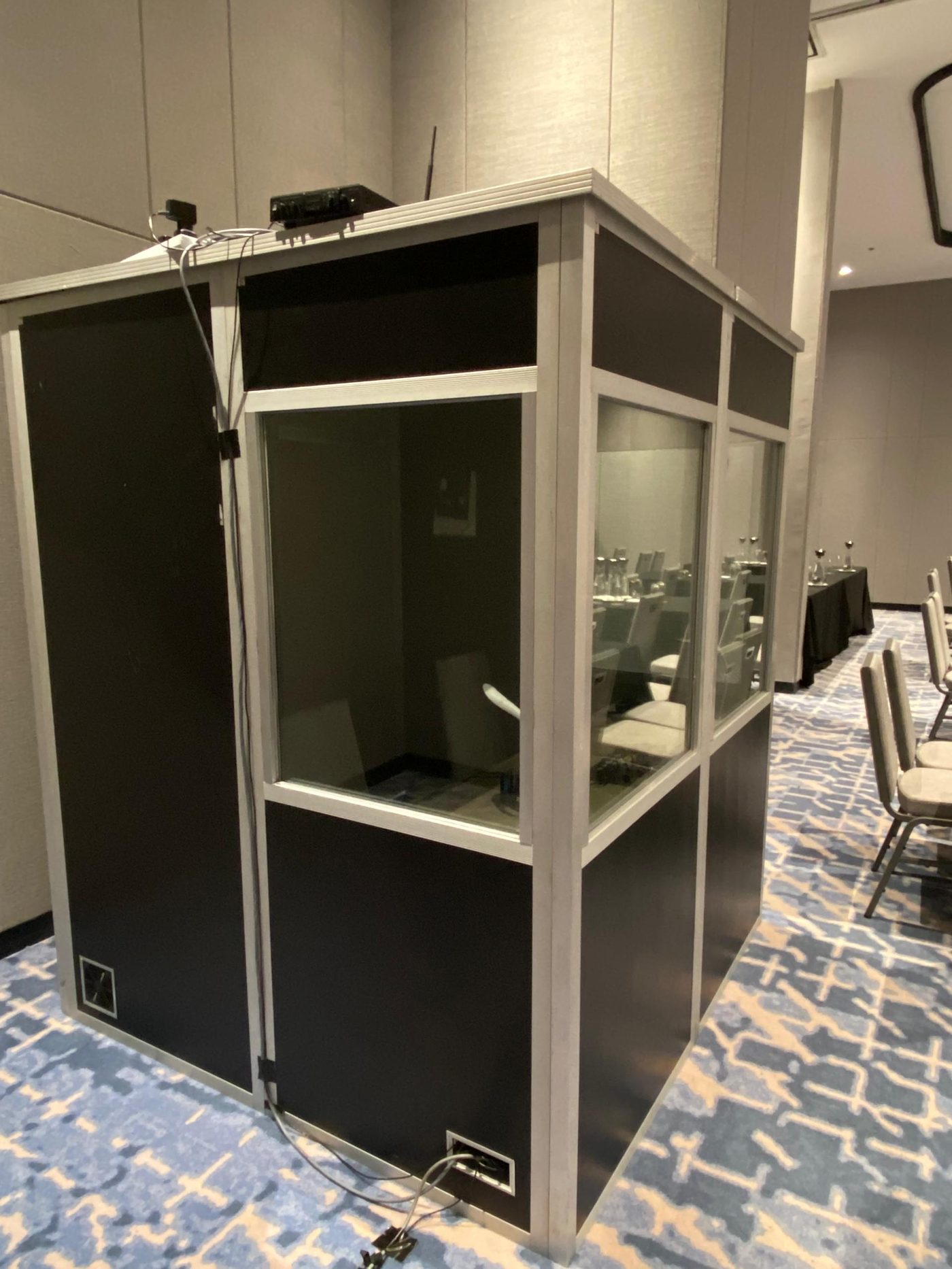 Professional interpretation booth set up at a conference venue in Kuala Lumpur